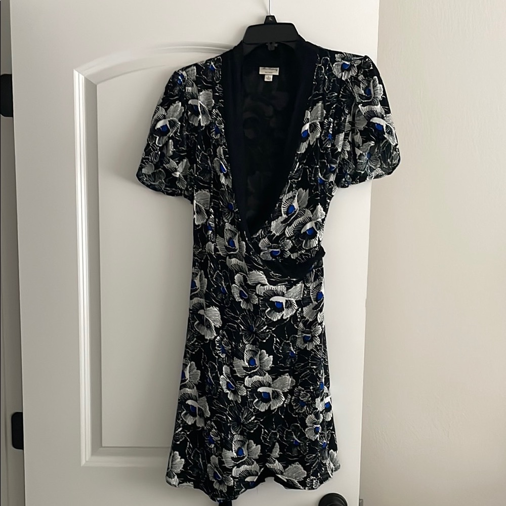 Floral Black and Blue Dress